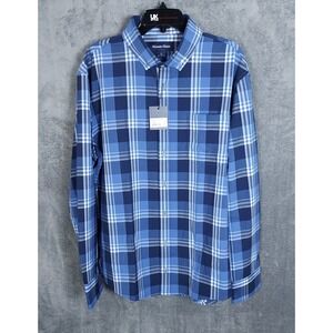 NWT‎ Mizzen + Main City Flannel Mens XL Blue Plaid Trim Stretch Shirt $148.00